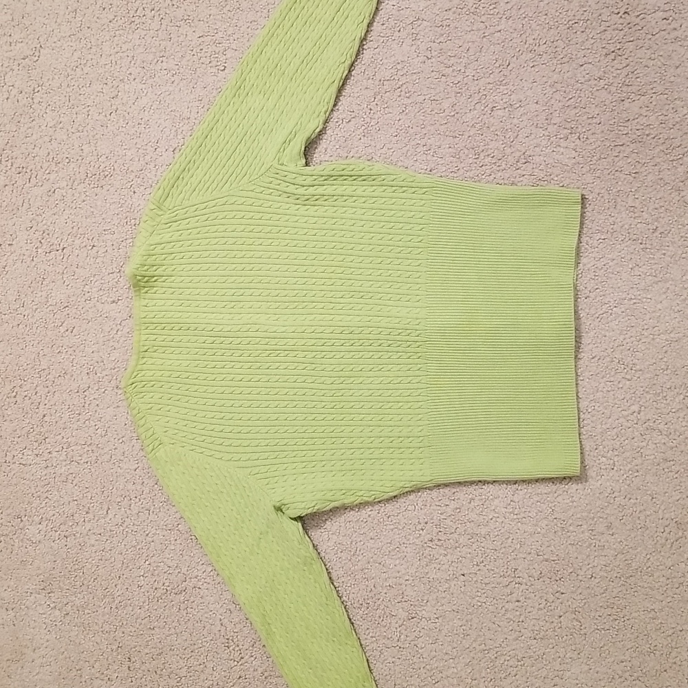 Vintage The Limited Lime Green Cable Knit Cardigan Sweater - Picture 5 of 5